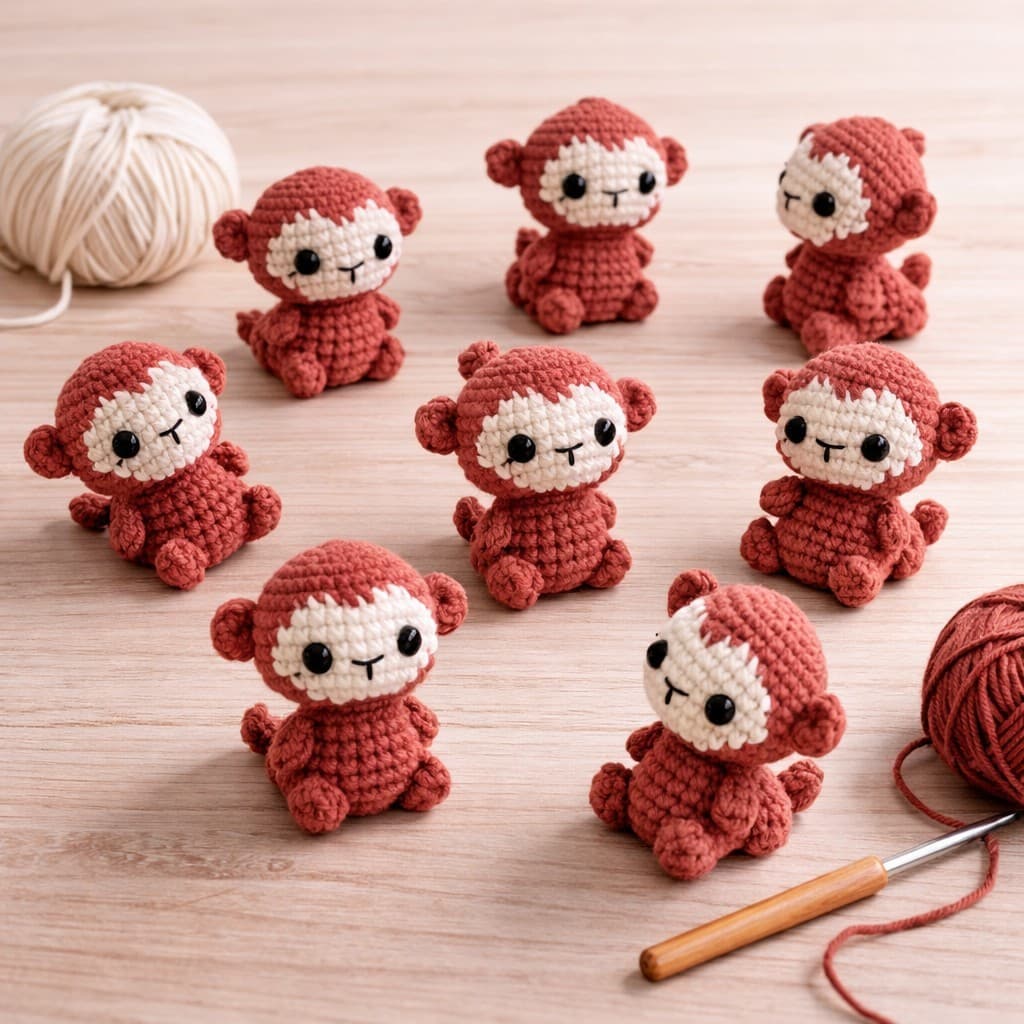 Chaveiro Macaquinho Kit com 4 unidades Safari Amigurumi Crochê Lembrancinha Aniversário Festa Batizado Evento