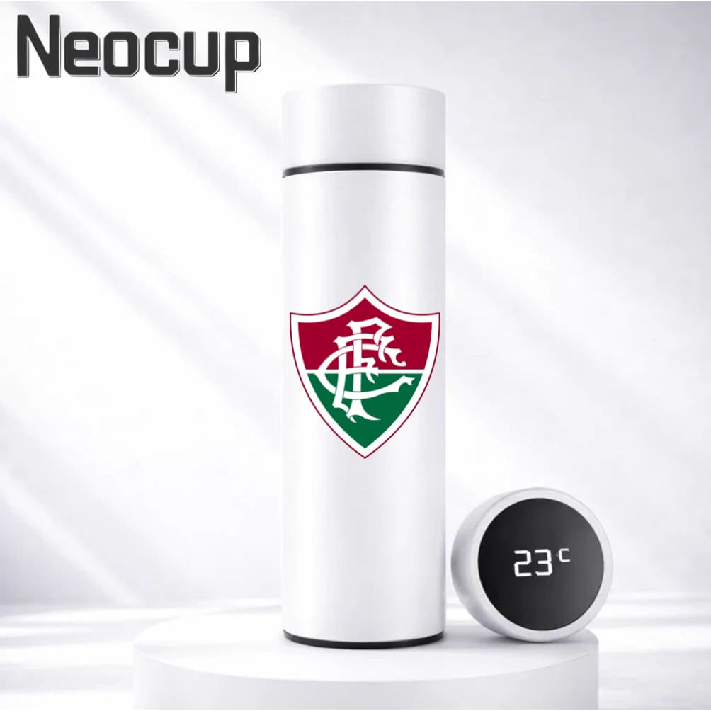 Garrafa Térmica Aço Inoxidável Time de Futebol Fluminense com termômetro digital 500ml