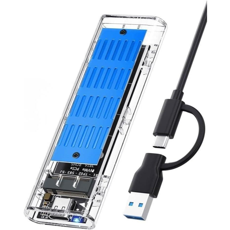 Case Externo SSD M.2 NVMe Sata USB 3.1 Tipo-C P/ Windows, Mac e Linux Portátil