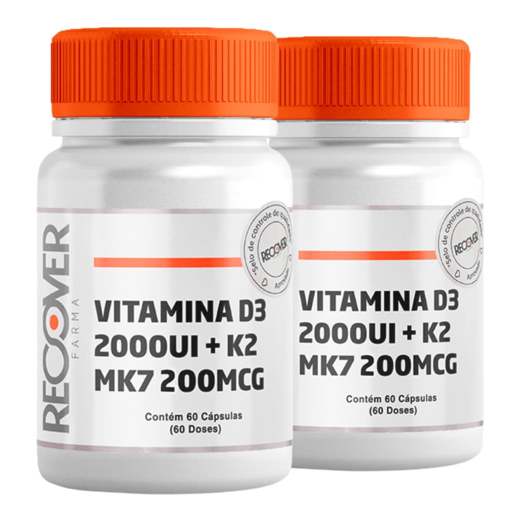 Kit com 2 unidades de Vitamina D3 2.000ui + Vitamina K2 Mk-7 - 60 Cápsulas