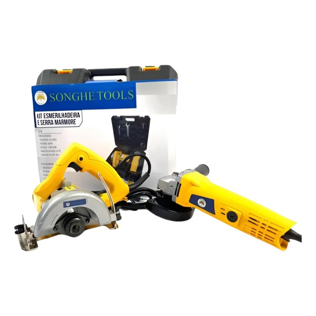Kit Esmerilhadeira Lixadeira + Serra Marmore Profissional com Maleta Completa