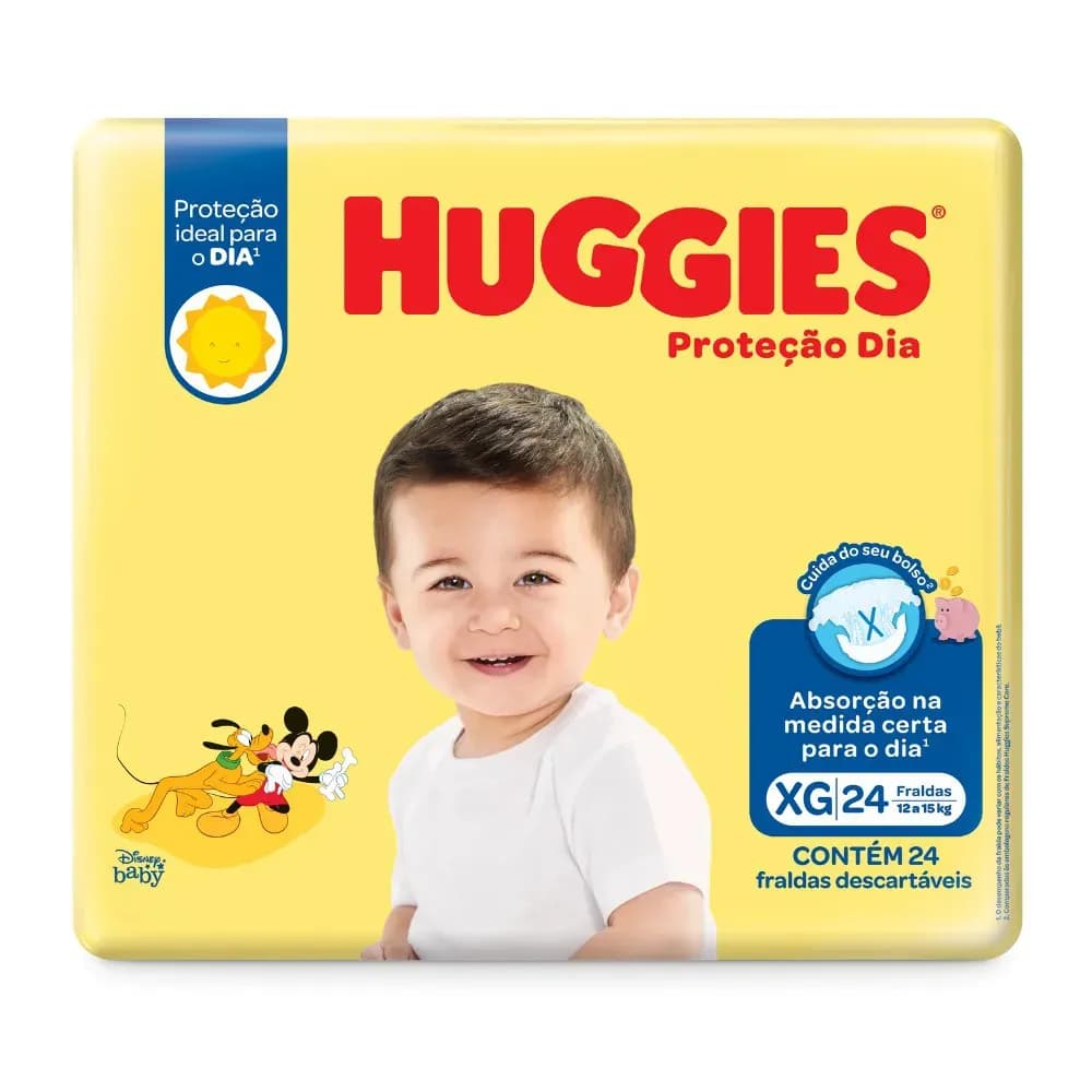 Fralda Huggies Proteção Diária XG 24 Unidades | Alta Absorção | Conforto e Proteção Anti Vazamento