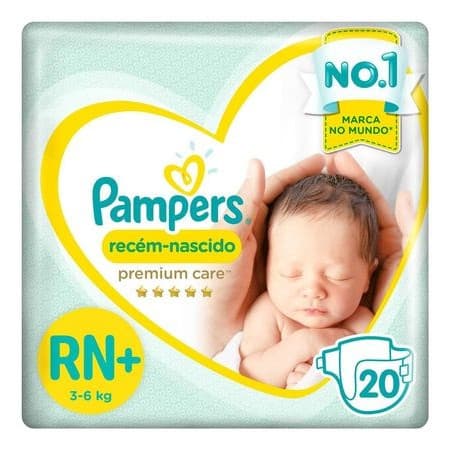 Fralda RN+ Pampers Premium Care até 6KG com 20 fraldas