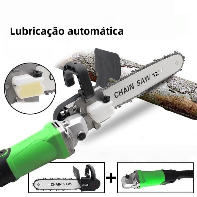 Adaptador Motoserra Esmerilhadeira Lixadeira 12" Corrente Afiada Para Corte Rápido Madeira e Galhos