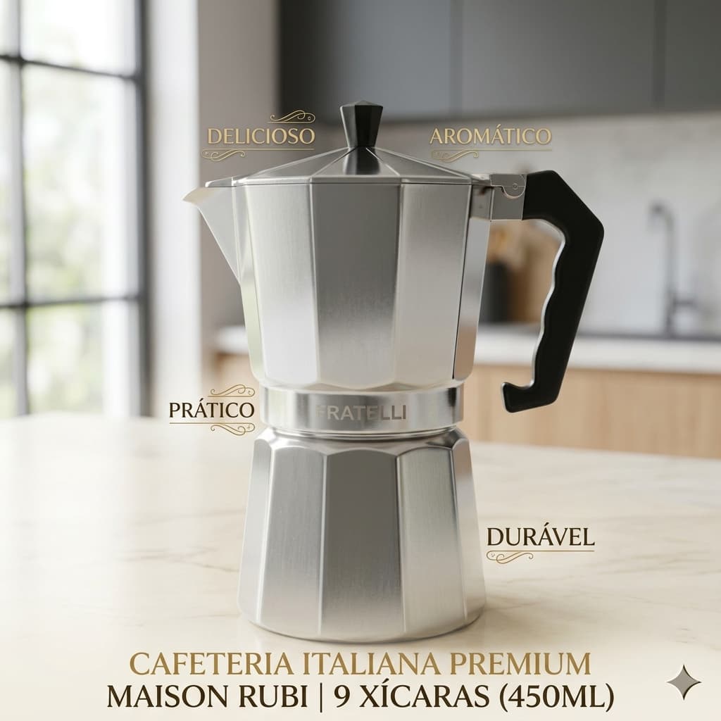 Cafeteira Italiana Express Alumínio 9 Xícaras 450ml Alumínio Café Expresso Profissional
