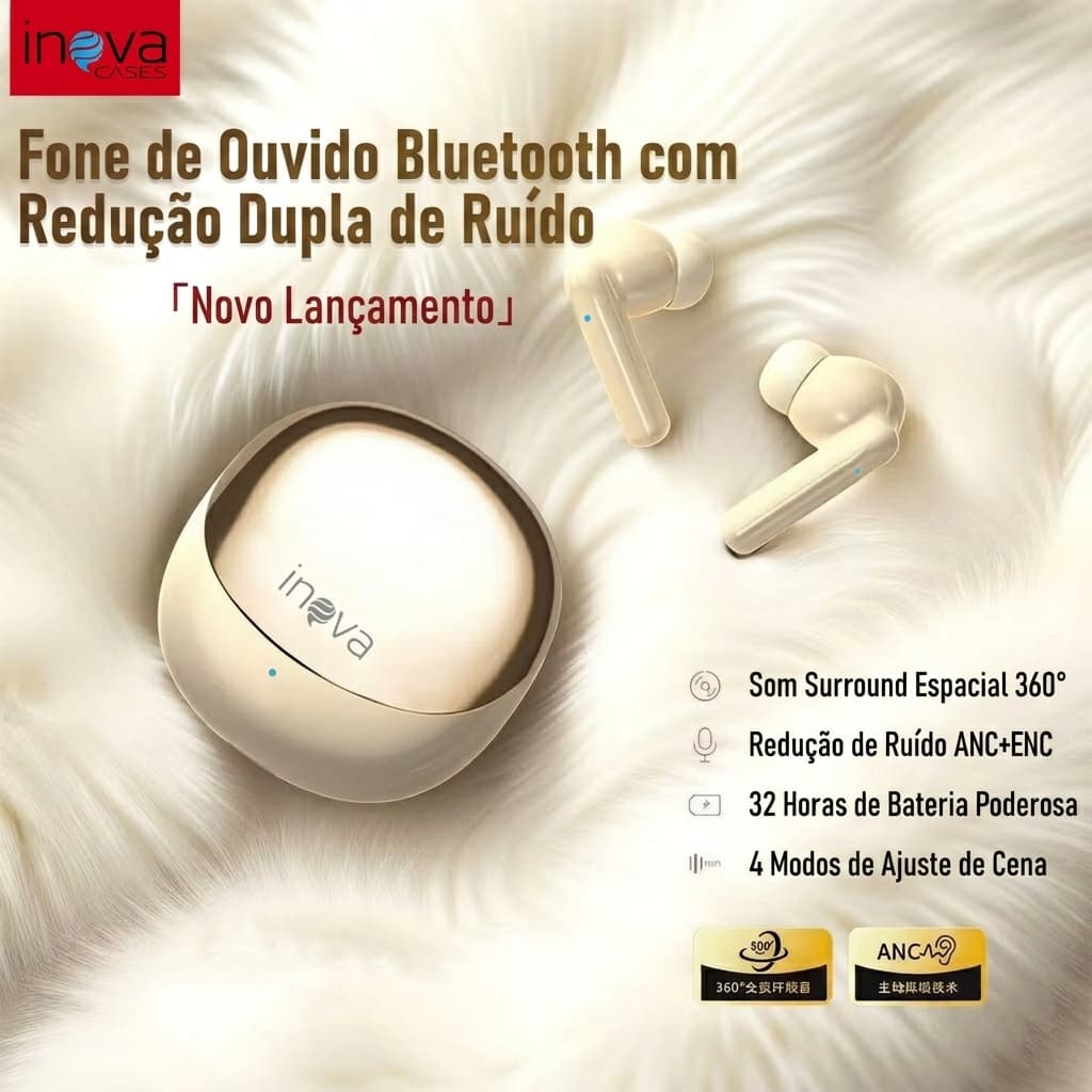 Inova Fone De Ouvido Sem Fio Tws Com Luz Led 5h FON-13013 fone sem fio bluetooth original