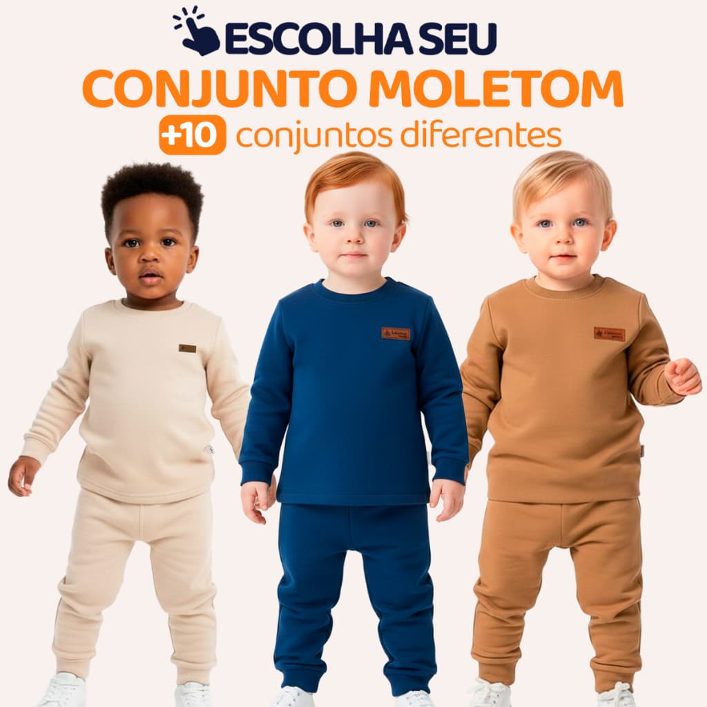 Conjunto Moletom Minimalista Bebê Menino Neném Blusa e Calça Manga Longa Roupa de Inverno Masculino Básico Agasalho L13