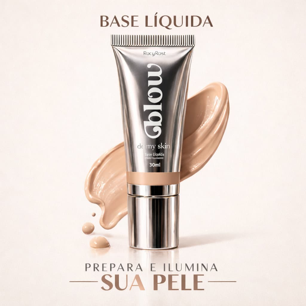 Base Líquida Ruby Rose Blow Oh My Skin Cobertura Média com Acabamento Glow Efeito Luminoso Natural