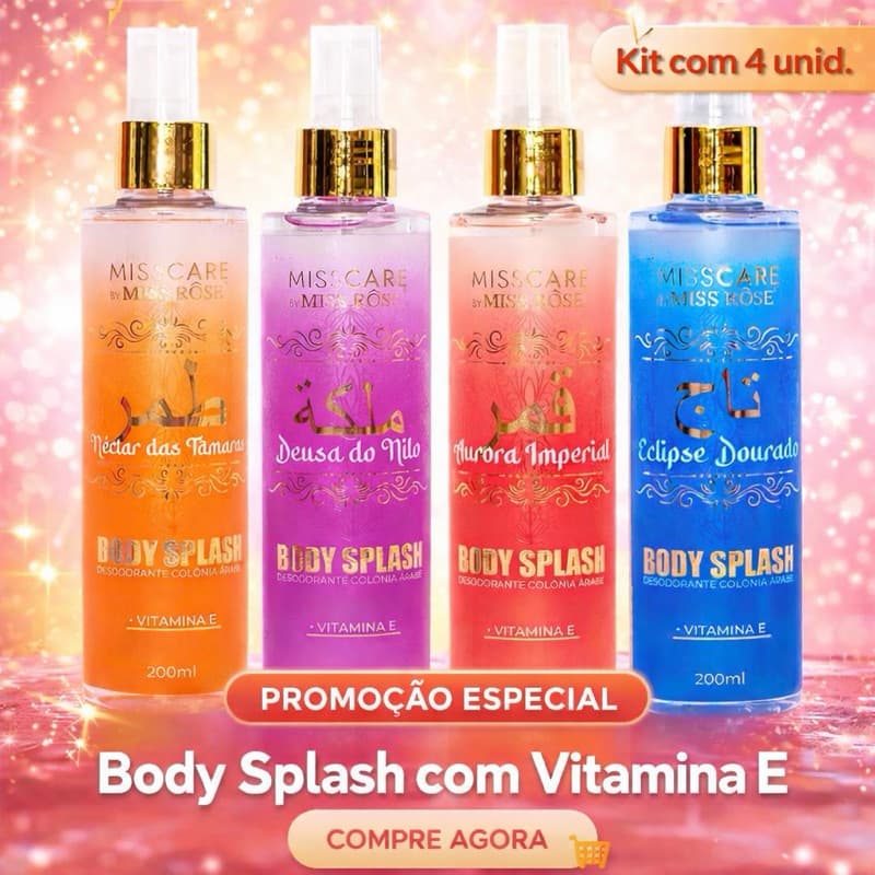 Kit 4 Body Splash Árabe Miss Rôse 200ml - Perfume Feminino Importado