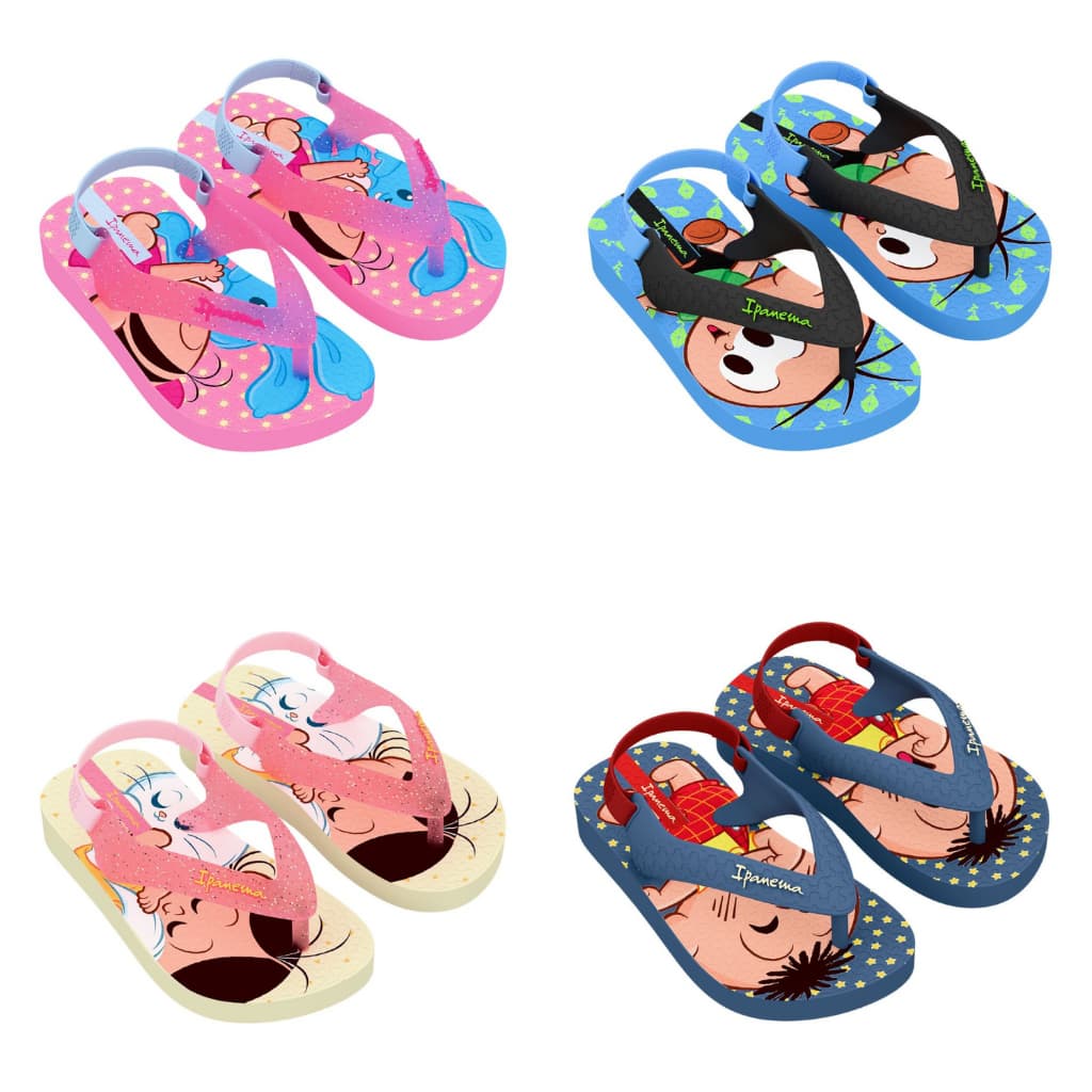 Chinelo sandalia Baby Ipanema Turma Da Monica confortavel com elastico