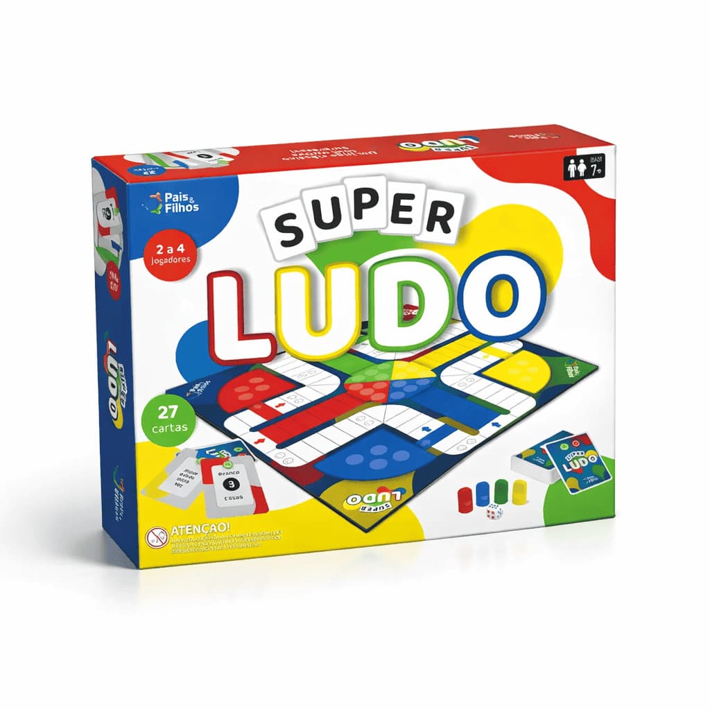 Jogo De Tabuleiro Super Ludo Clássico Educativo Com Cartas Original Jogo em Família