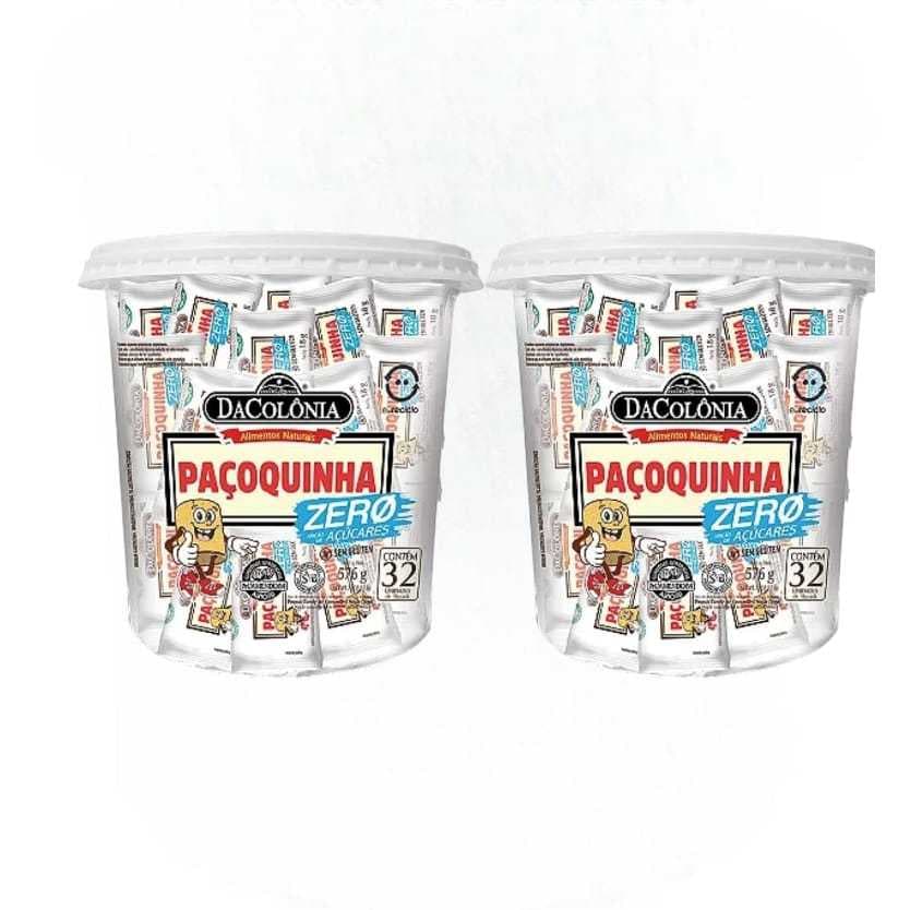 Kit 2 Potes Paçoca Rolha Zero Açúcar DaColônia 64 Unidades Combo Atacado Saudável Sem Glúten Promoção