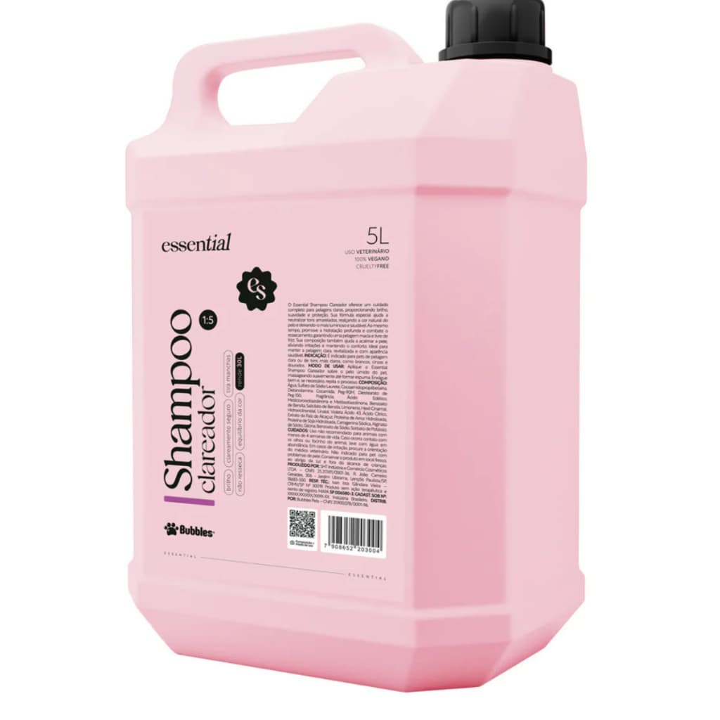 Shampoo Clareador Essential Bubbles 5l Para Cães e Gatos - Pet Shop - Banho e Tosa