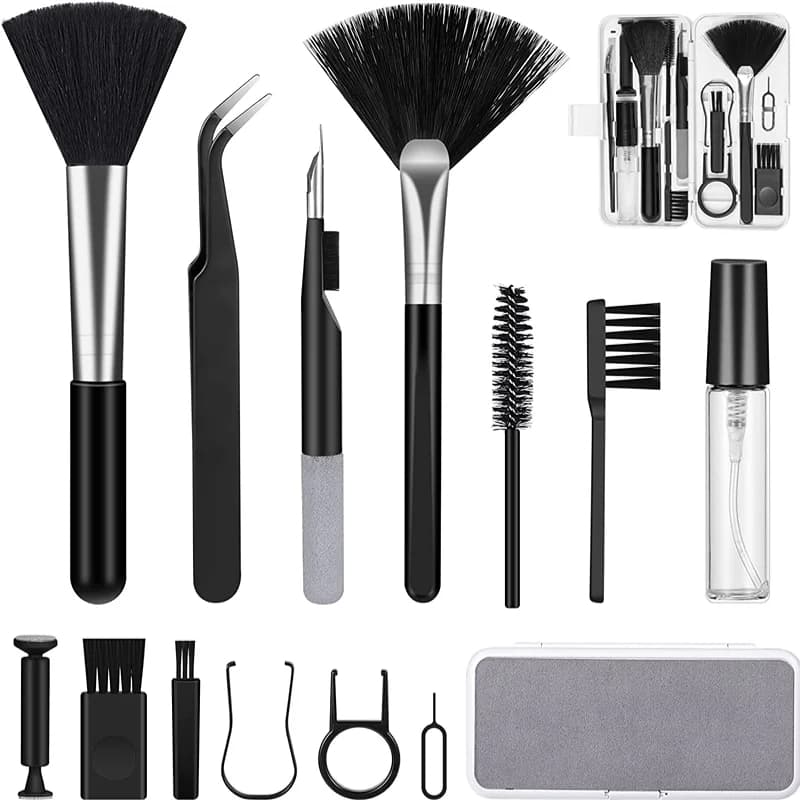 Kit de Limpeza Celular Notebook Tablet Fone Teclado PC Gamer Tem Pinça Borrifador Pincel Macio Limpa Fone com Estojo
