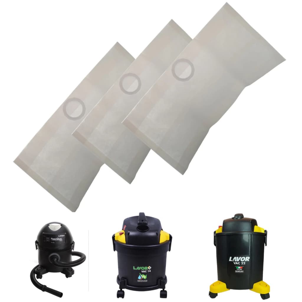 Kit De Sacos Descartável Para Aspirador de Pó Lavor Vac 14 Vac 22 E Power Duo New