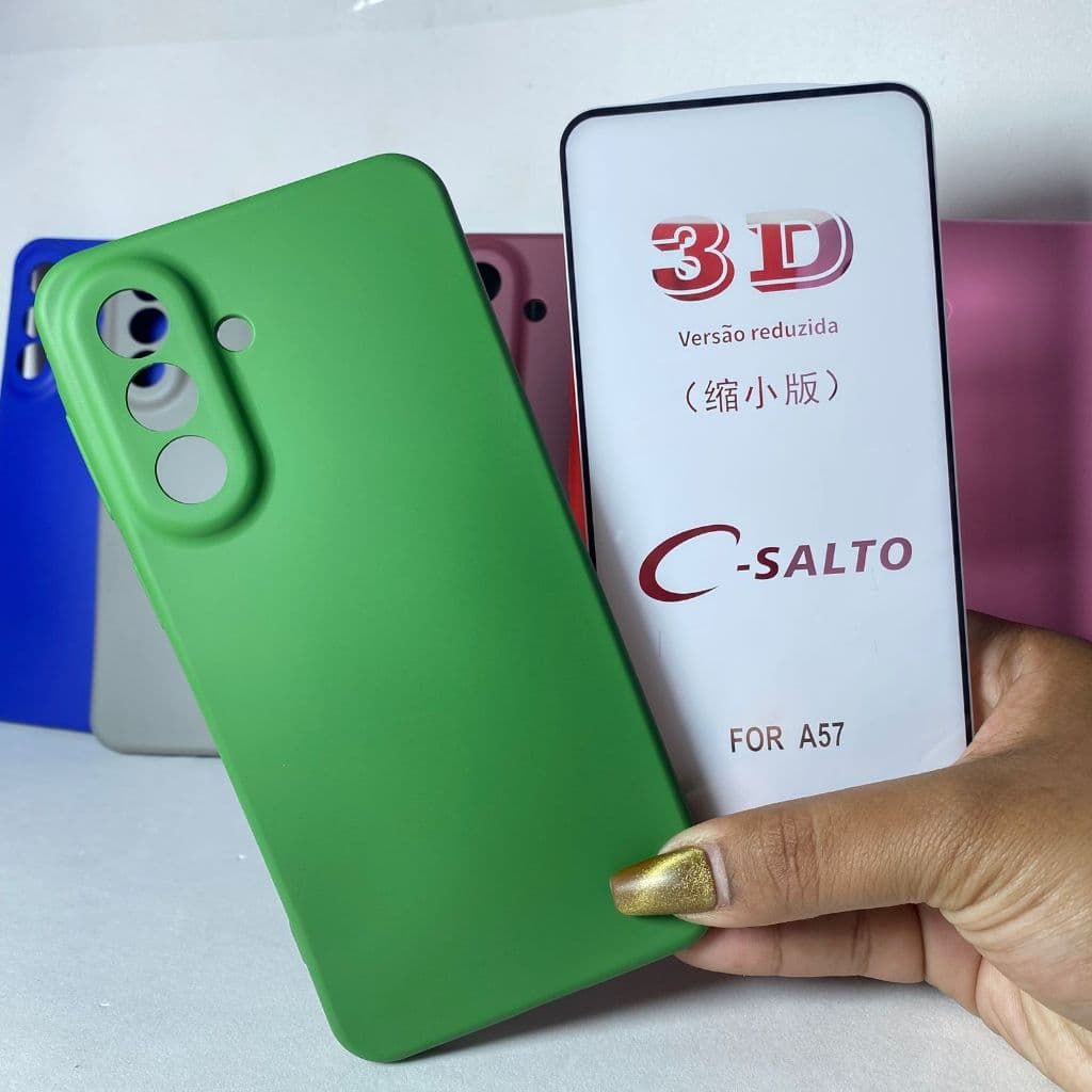 Capa A57 + Película 3D Kit Samsung Capinha Case Protetora Celular Silicone