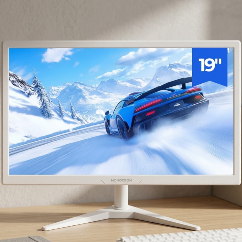 Monitor Branco 19" Polegadas Gamer 75Hz 1000:1 6-bits Painel TN Segunda Tela Compacto Avançado
