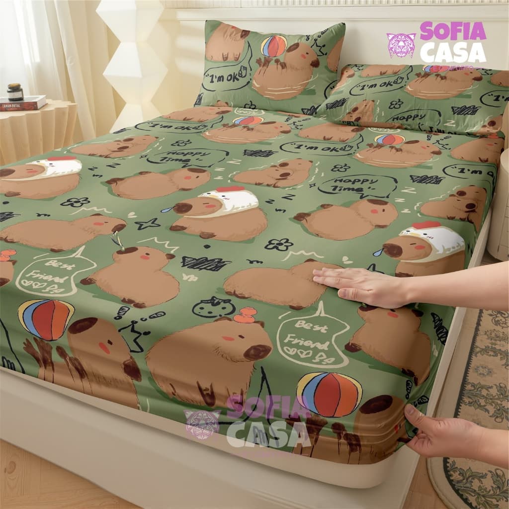 Capivara Jogo De Lençol02 e 03 Peças Não desaparecerá SOLTEIRO CASAL QUEEN Percal Ponto Palito Estampado