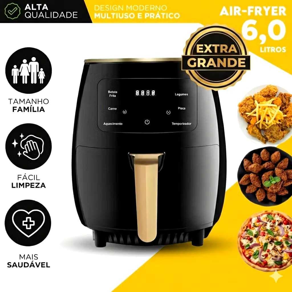 Air Fryer 6 Litros Fritadeira Elétrica 110 V Painel Digital Touch Screen