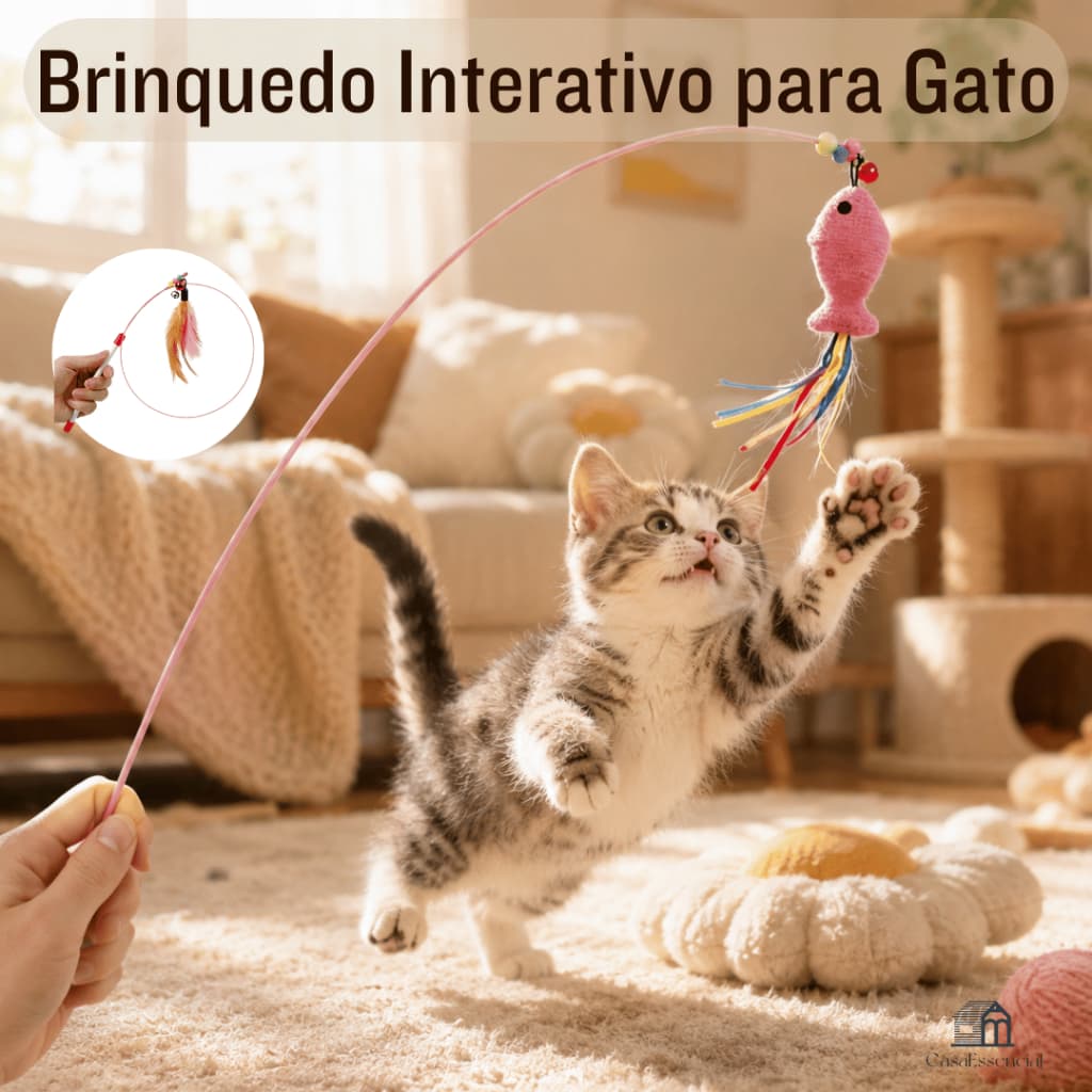 Varinha Para Gato Com Peixe Provocar Gato Vara de Pesca de brinquedo para Estímulo de Animais de Estimação
