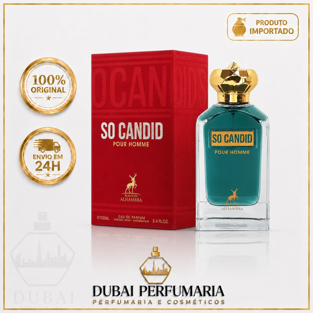 Perfume So Candid Pour Homme Maison Alhambra Masculino EDP 85ml Importado Original Árabe Amadeirado Elegante Alta Fixaçã