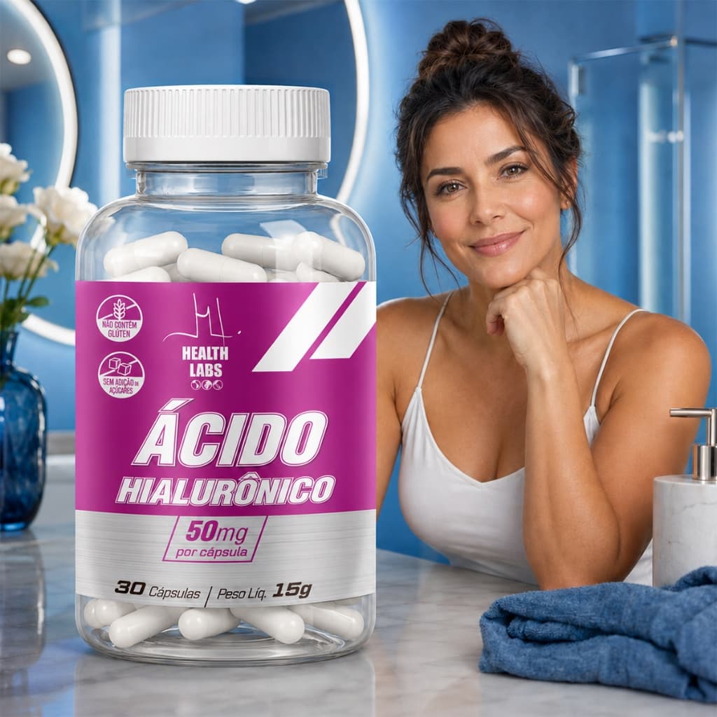 30 Capsulas de Acido Hialurônico 50mg Elasticidade Facial Anti-idade Beleza Skincare Feminino