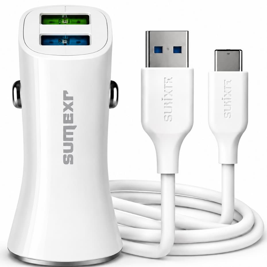 Kit Carregador Veicular Turbo 3.4A – 2 Entrada USB + Cabo Tipo C | Carregamento muito rápido
