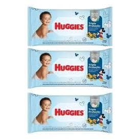 Kit c/3 Huggies Lenços Umedecidos Higiene Diária Rendem 3x Mais 88 Un