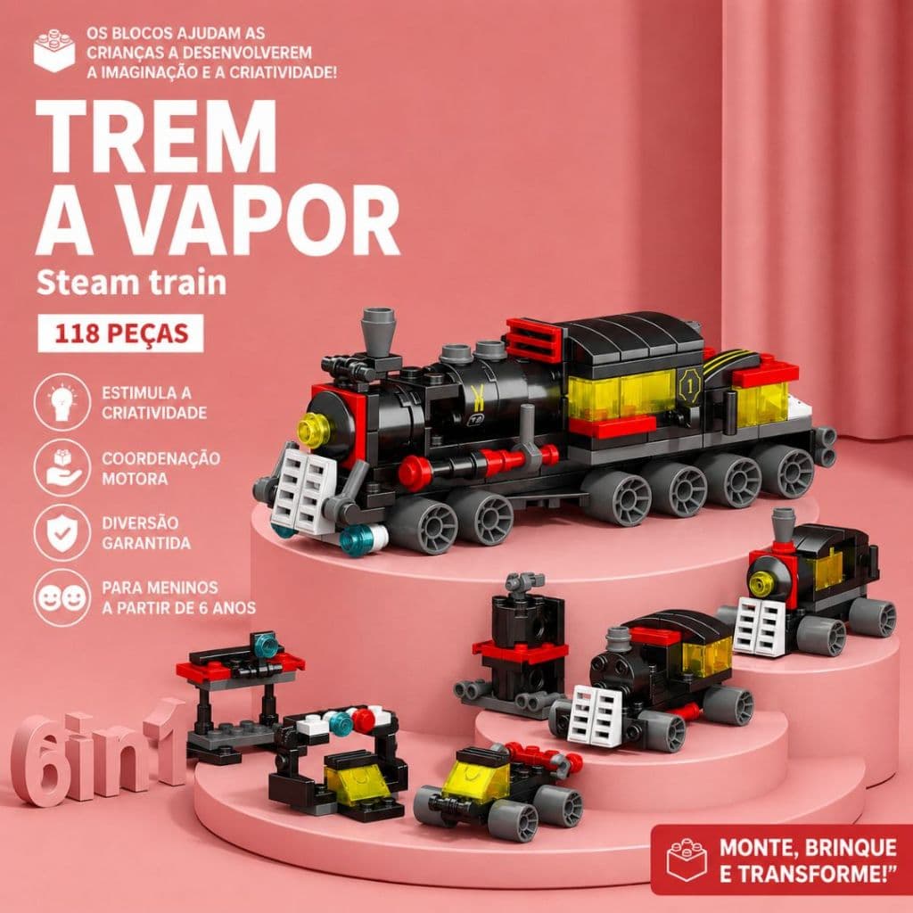 Blocos De Montar Robo Policial Trem Locomotiva Brinquedo Educativo Lego  Roblox Minecraft