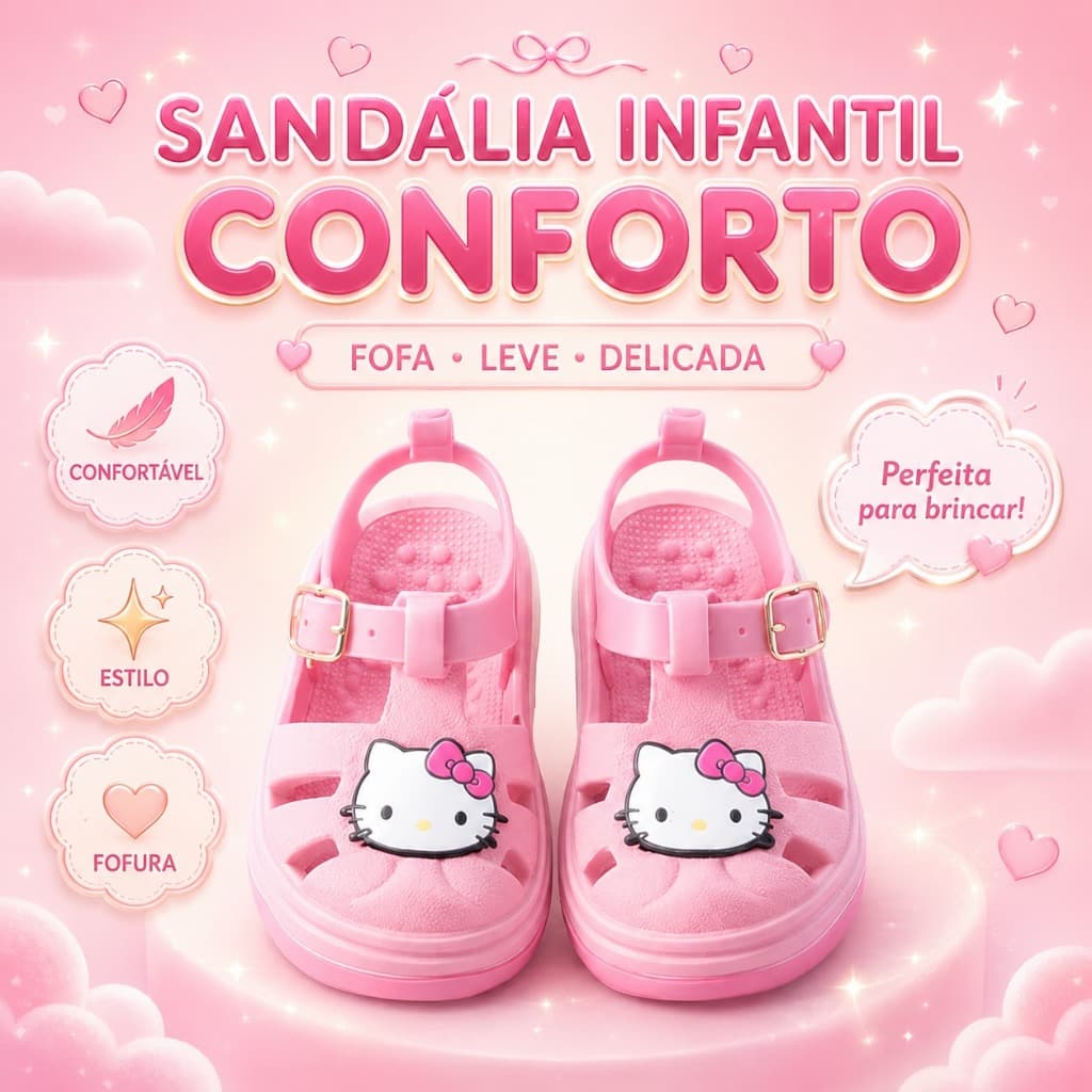 Sandália Baby Menina Com Ajuste Confortavel Para Bebes Que Estao Aprendendo A Andar No Verão