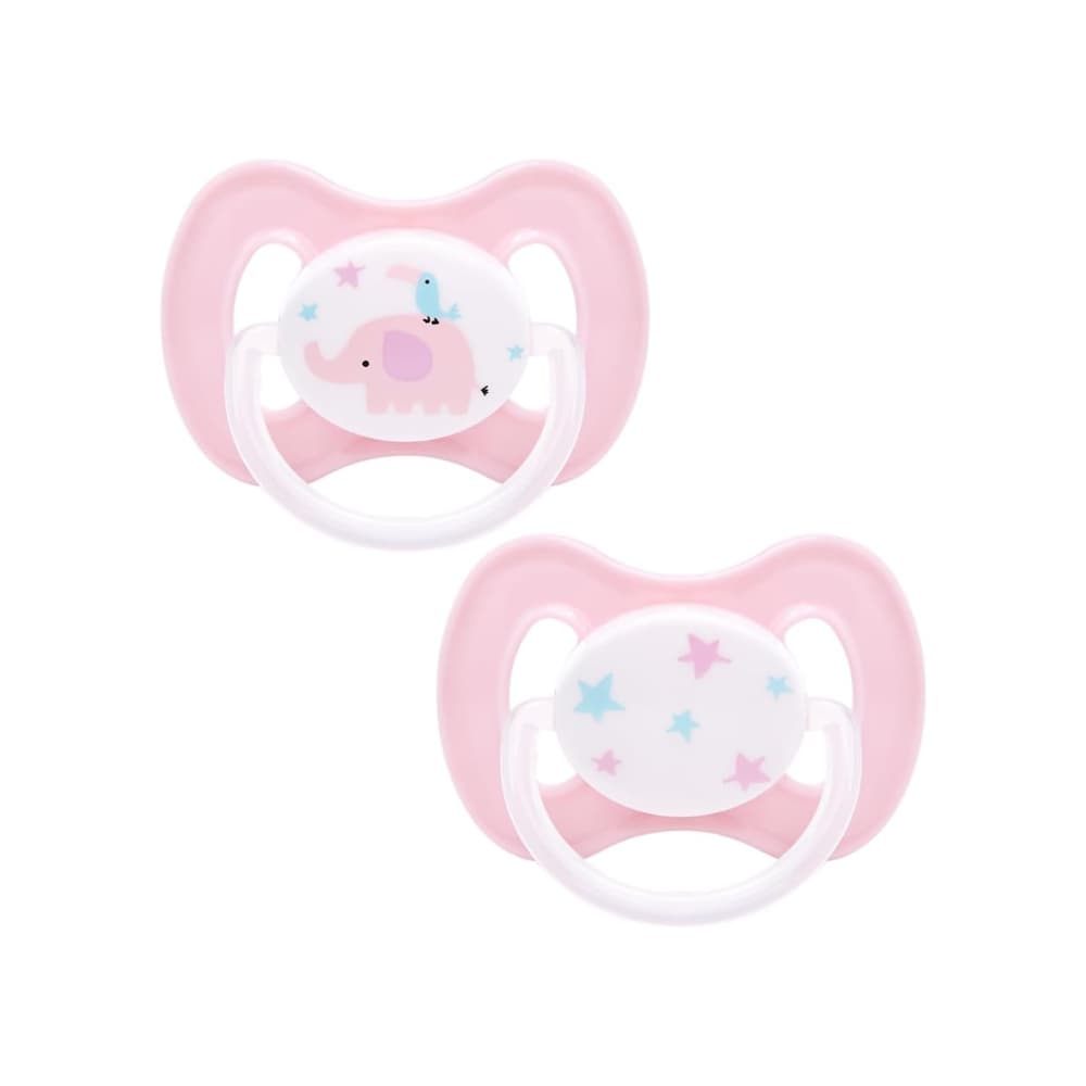 Kit Chupetas Buba Comfort Tam 2 Elefante Rosa Ortodôntica Silicone Bebê