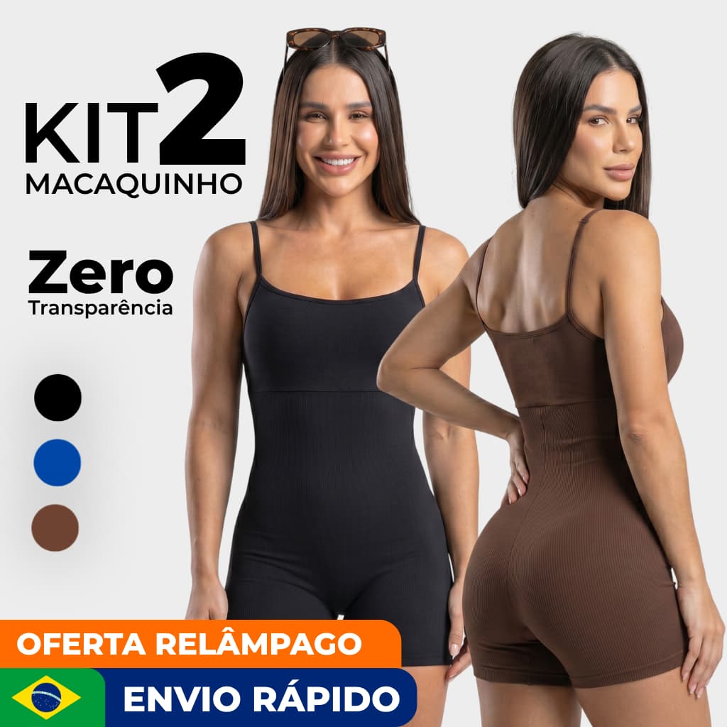 KIT 2 MACAQUINHO FITNESS FEMININO Alcinha Virginia Zero Transparência para Academia e Treino Corrida