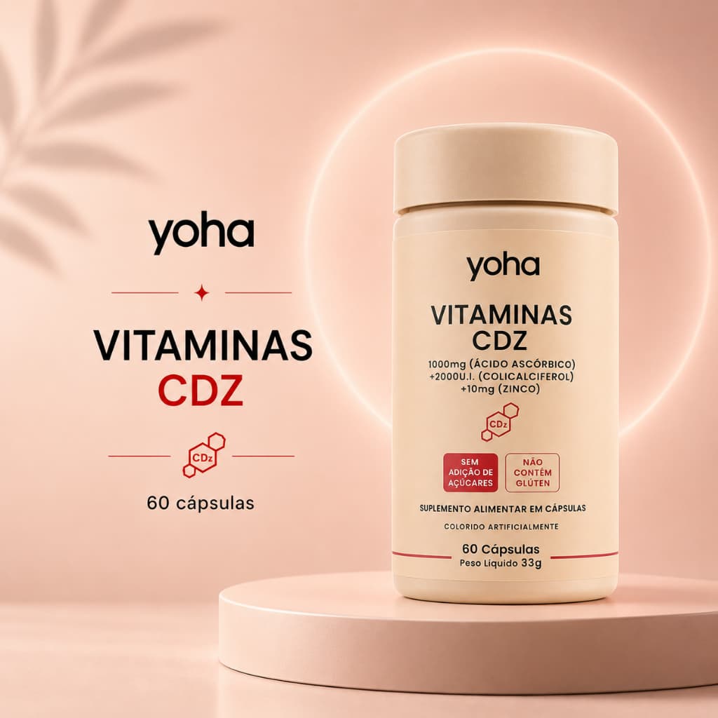 Vitamina C D Zinco CDZ Yoha 60 Cápsulas Imunidade Energia Antioxidante Vitamina D3 Zinco Camila Loures