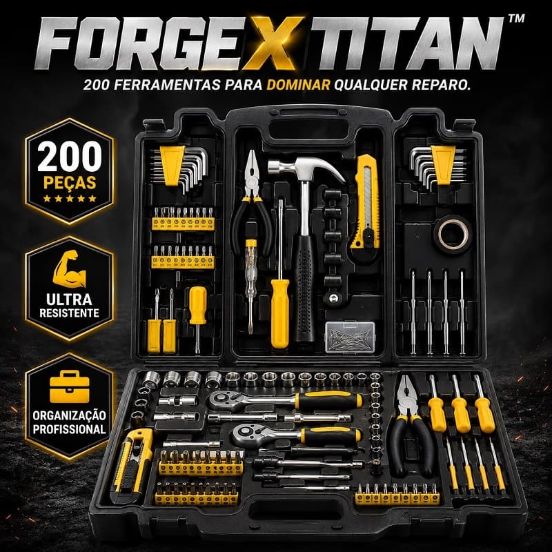 ForgeX Titan™ - Kit Ferramentas Profissional Completo 200 Peças com Maleta Resistente