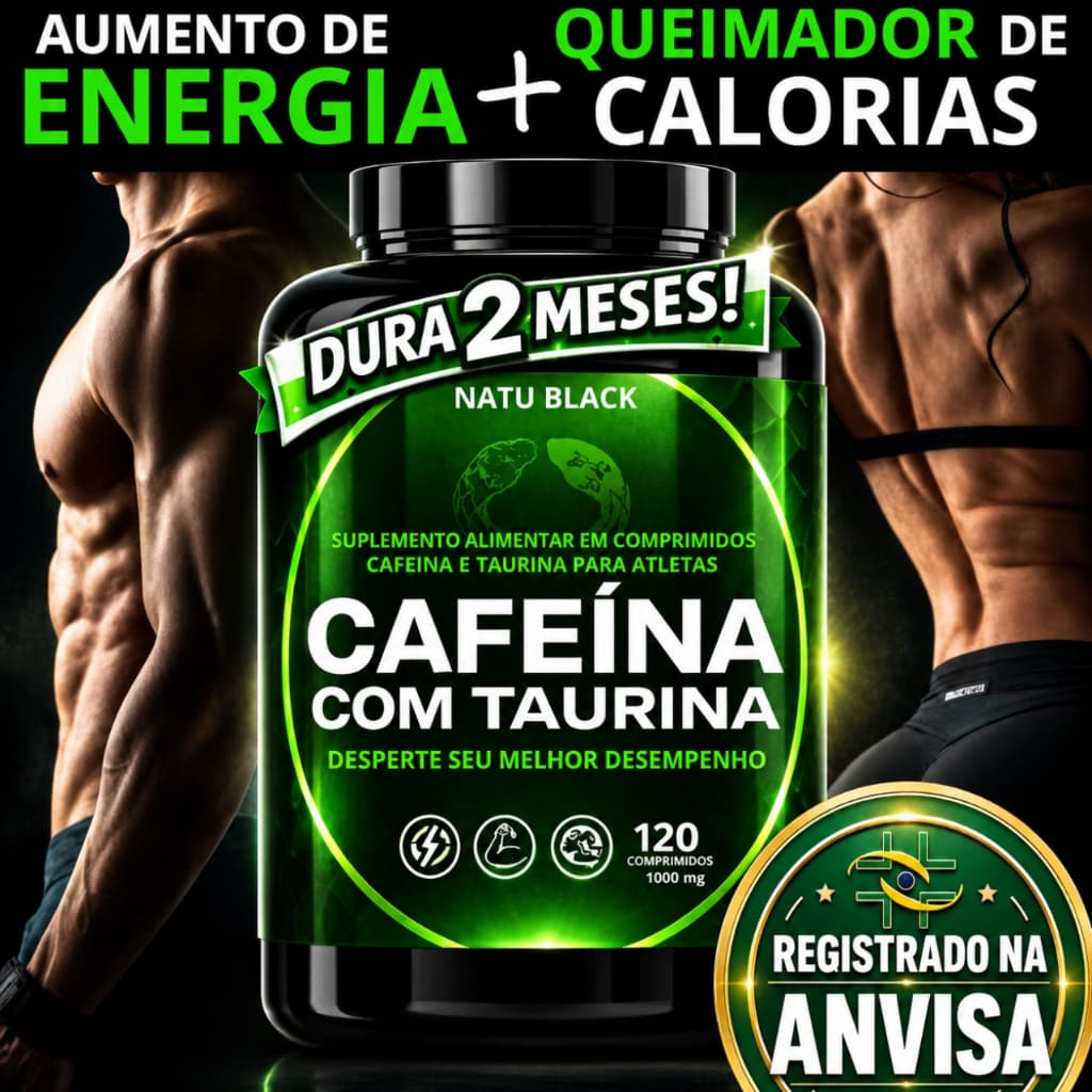 Cafeína com Taurina Pré Treino Termogenico Acelera o Metabolismo Energia Foco Desempenho Físico