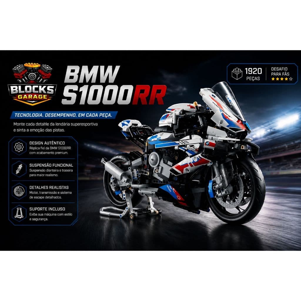 Blocos de Montar Lego Moto BMW S1000RR 1920Pcs Com Manual de Montagem  **SEM CAIXA(BOX)**