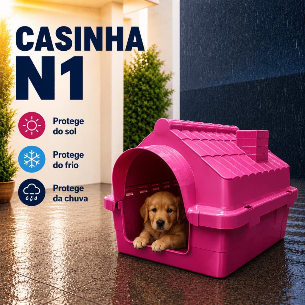 Casinha Cama Cachorro Filhote Gato Pequeno N1 Casa Pet Com Proteção Raios UV Desmontável