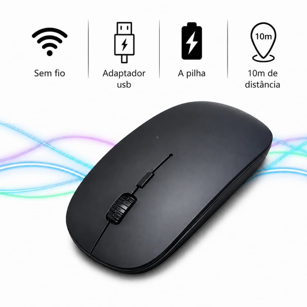 Mouse Sem Fio Portátil Pilha Notebook Windows mac Linux