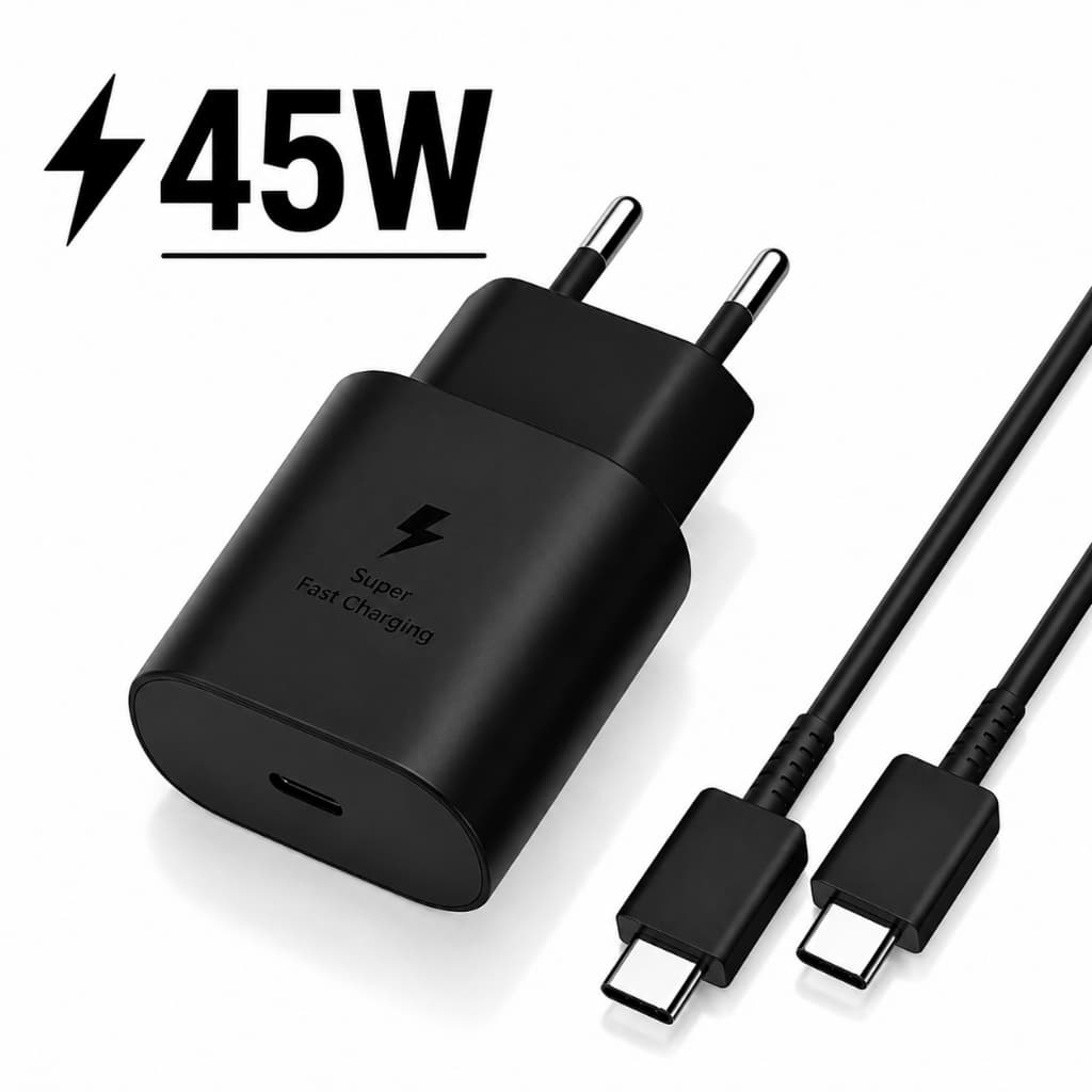 (ORIGINAL) Carregador Compatível Samsung 45W Turbo Super Rápido Tipo C USB-C Modelo Sansung 2025