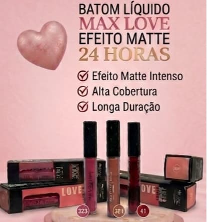 Batom Líquido Matte 24 hs Max Love 4 ml Varias Cores