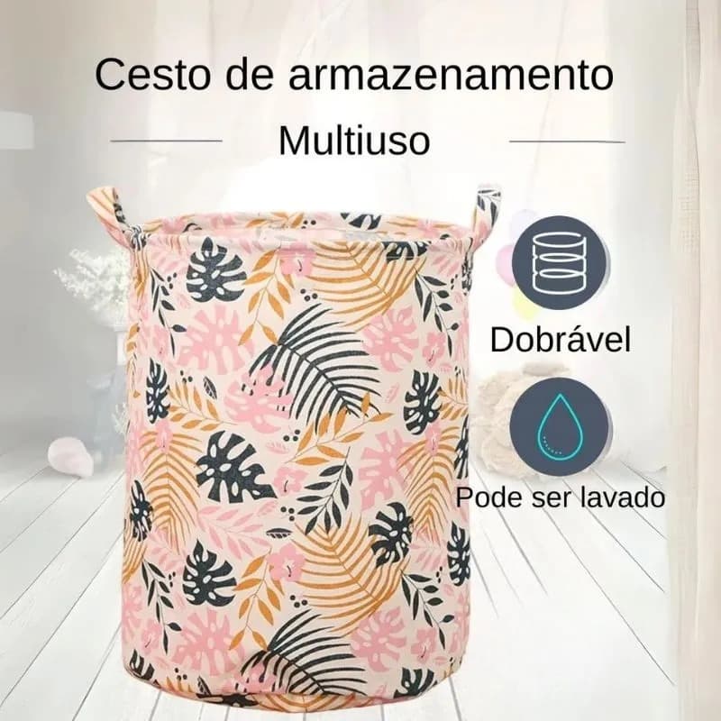 Cesto Roupa Suja Organizador de Brinquedos Multiuso Dobrável Banheiro Lavanderia