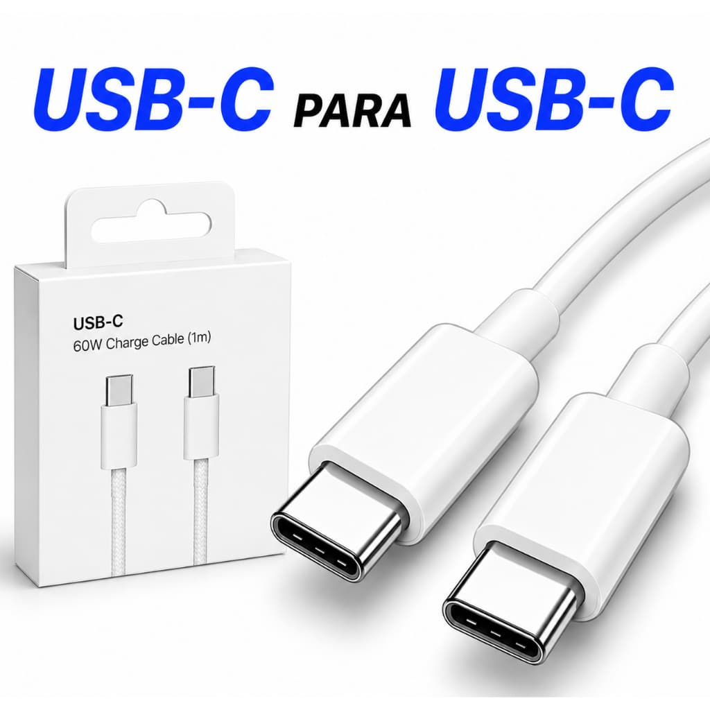 Cabo USBC para USBC 1 Metro Carregamento Rápido Turbo Reforçado Iphone 15/16/17 Samsung Celular