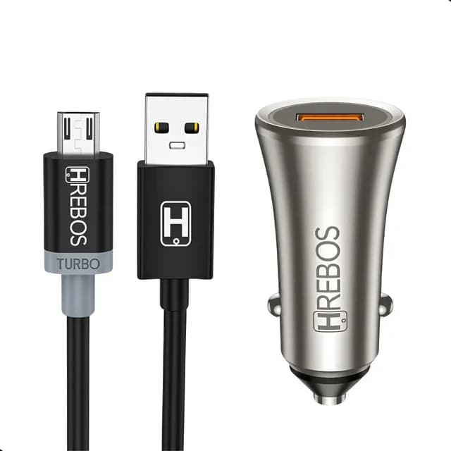 Carregador Veicular Turbo Hrebos 18W Micro USB V8 Quick Charge 3.0