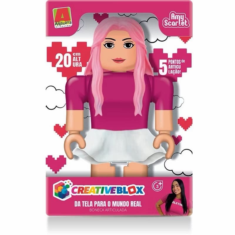 Boneca Amy Scarlet Original 20cm Articulada Creative Blox Algazarra