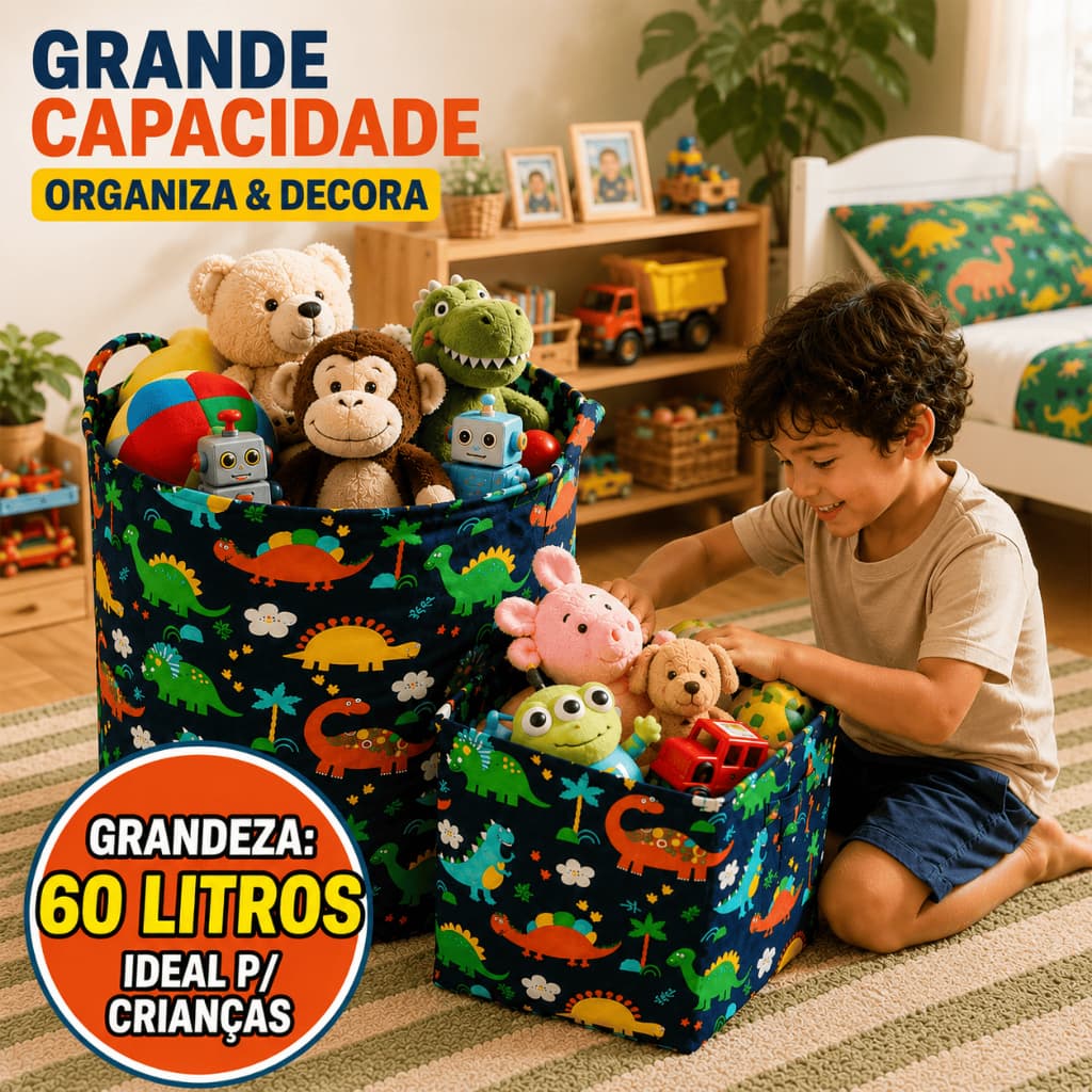 Cesto de Roupa Dobrável Impermeável com Alças Grande Capacidade Organizador Brinquedos Lavanderia Banheiro