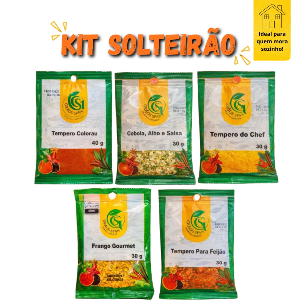 KIT SOLTEIRÃO / 5 Temperos Essenciais para Cozinha Completa e Refeições do Dia a Dia