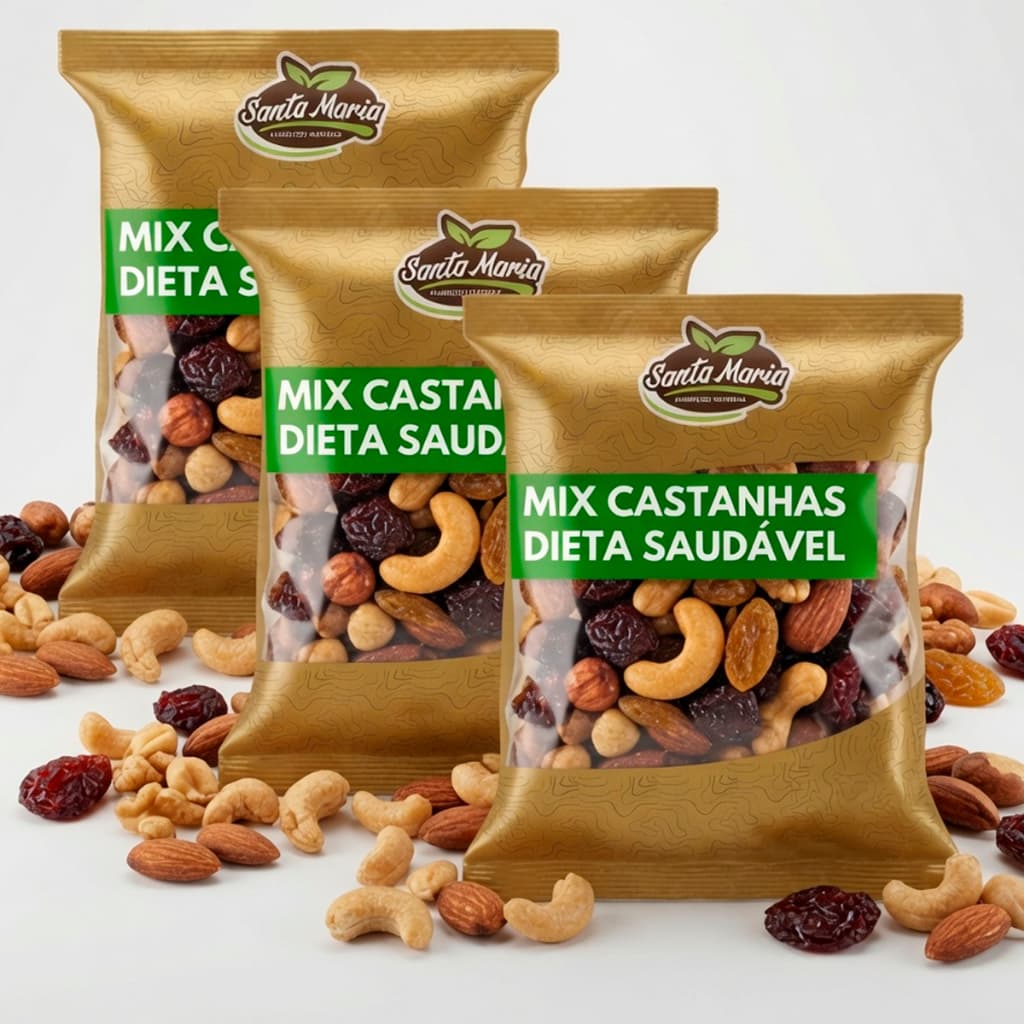 Mix de Castanhas Tradicional I Mix Nuts - kit com 3 kg Dieta Fitness Saudável Low Carb Petisco