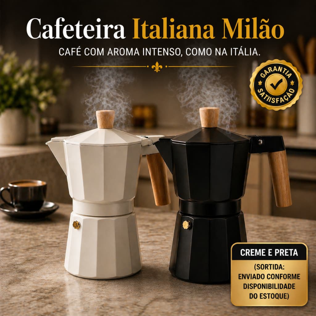 Cafeteira Italiana 300ml 6 Xícaras Expresso Café Moka Alumínio Milano Gourmet Barista Casa Cozinha