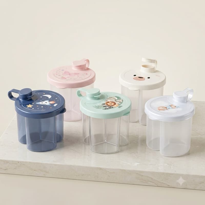 Dosador Leite em Pó Bebê 300ml 3 Compartimentos Porta Leite Infantil Portátil Bico Dosador
