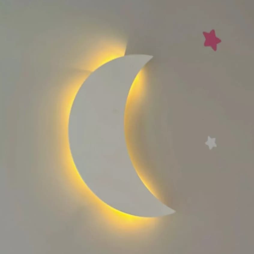 Lua Com Led Luminária De Parede Decoração Quarto Sem Fio